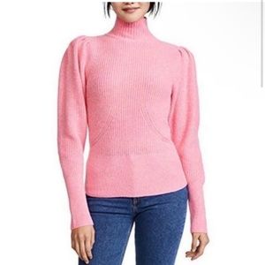 NWT Frame Voluminous Wool & Cashmere Puff Sleeve Sweater in Spanish Pink XS